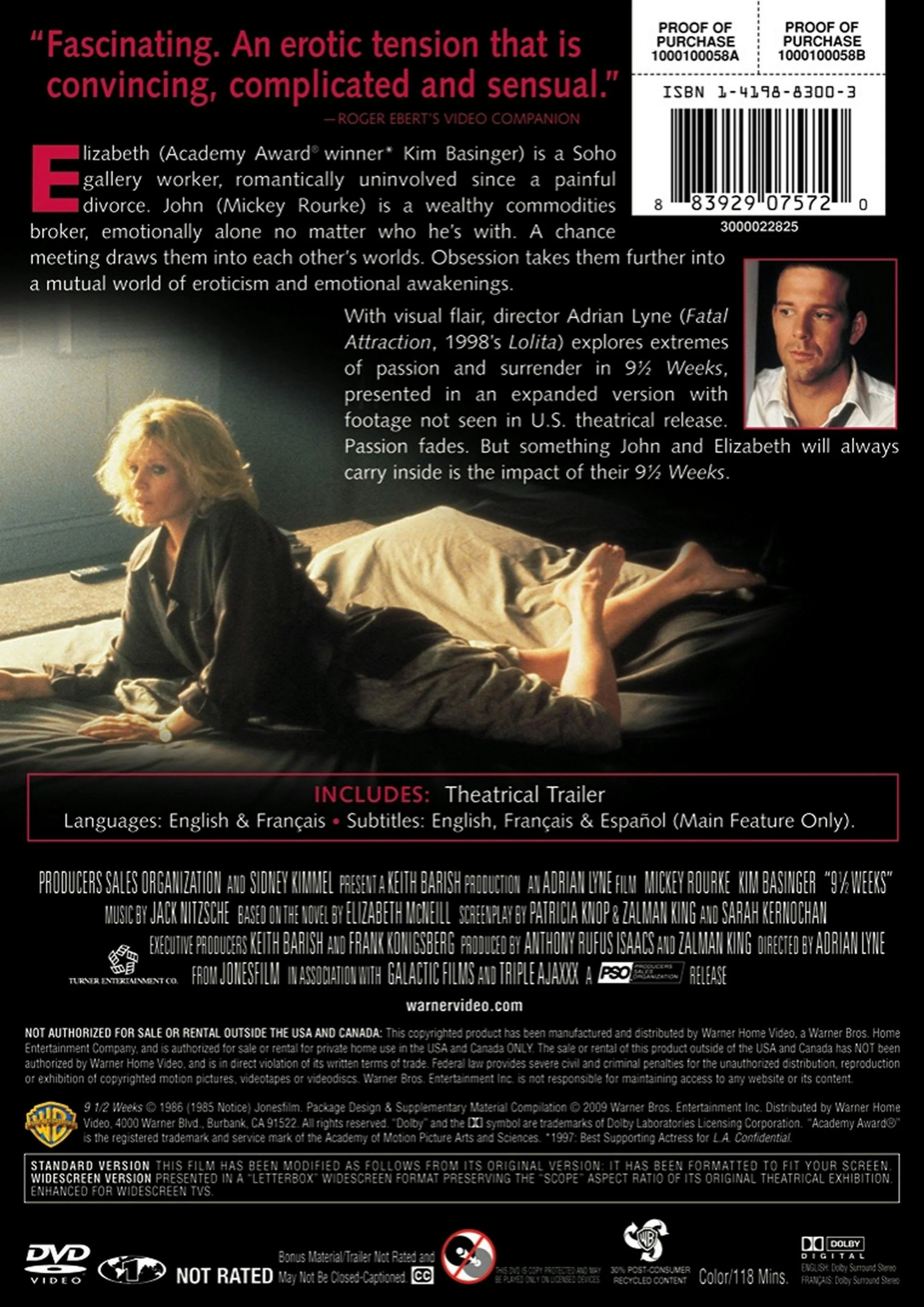 9 1/2 Weeks (DVD Director's Cut) [DVD] - Image 3