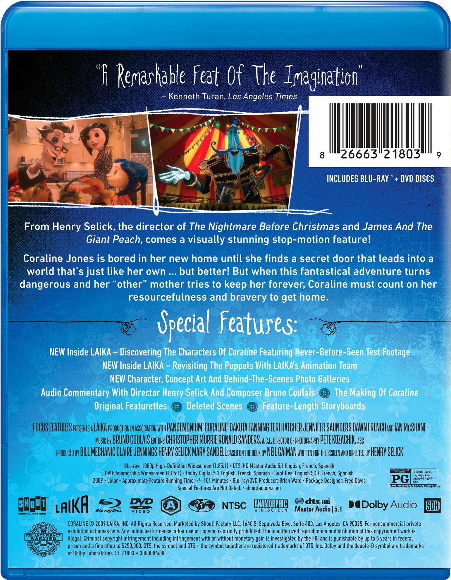 Coraline - LAIKA Studios Edition Blu-ray + DVD [Blu-ray] - Image 3