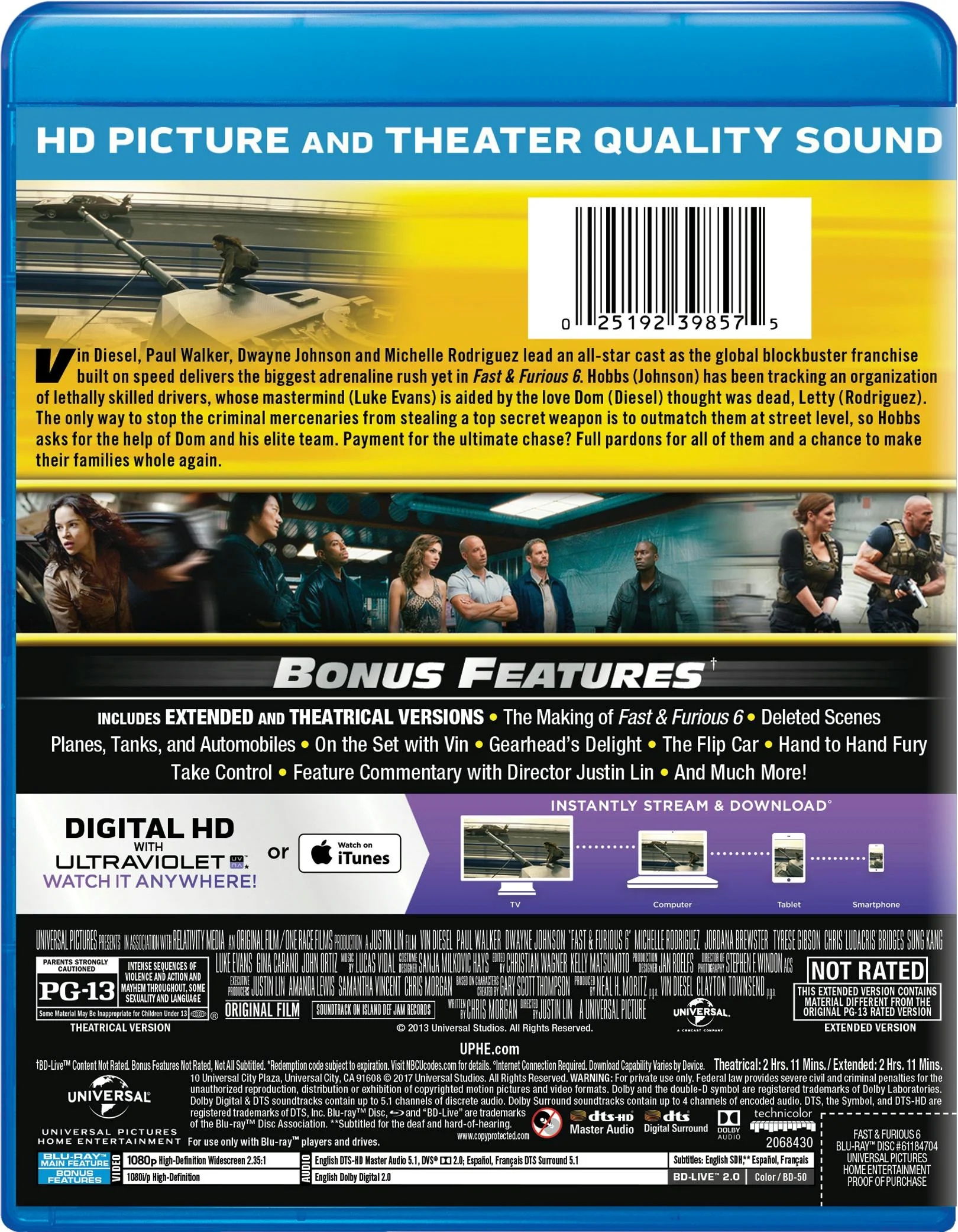 Fast & Furious 6 (Blu-ray + Digital HD) [Blu-ray] - Image 2