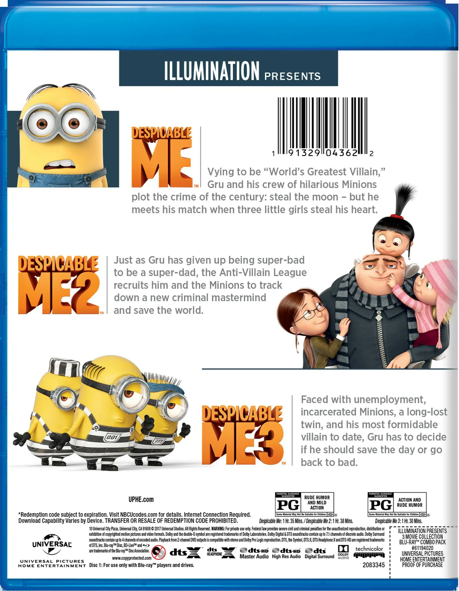 Illuminatiion Presents: Despicable Me 3-Movie Collection (DVD + Digital) [Blu-ray] - Image 2