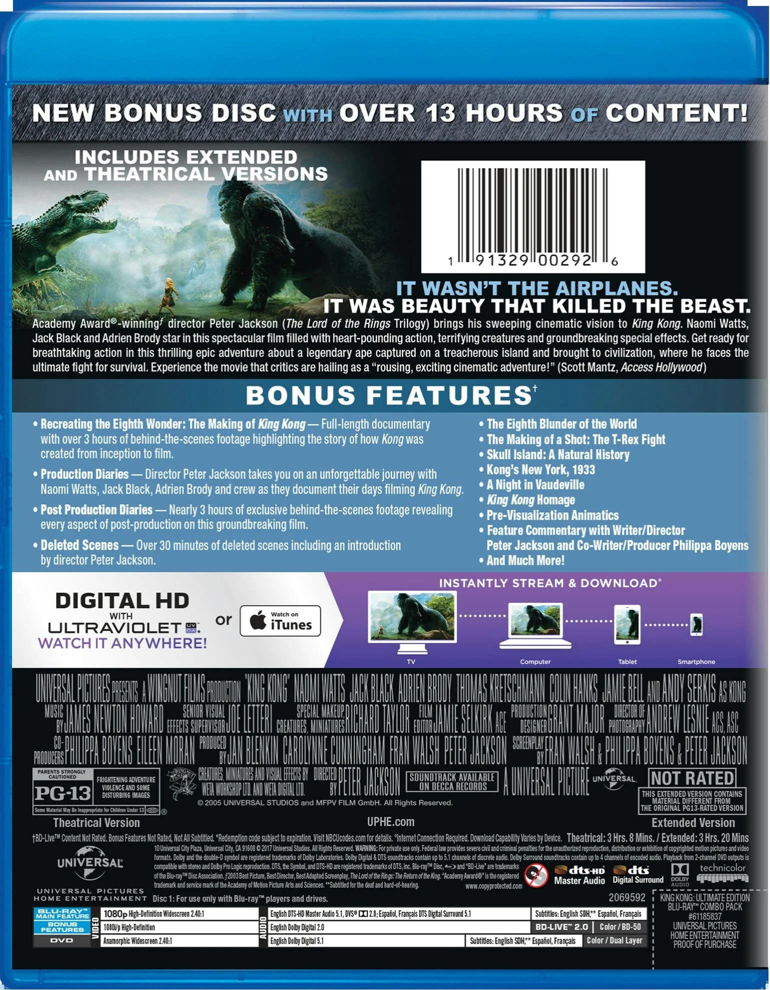 King Kong (Ultimate Edition DVD + Digital) [Blu-ray] - Image 2
