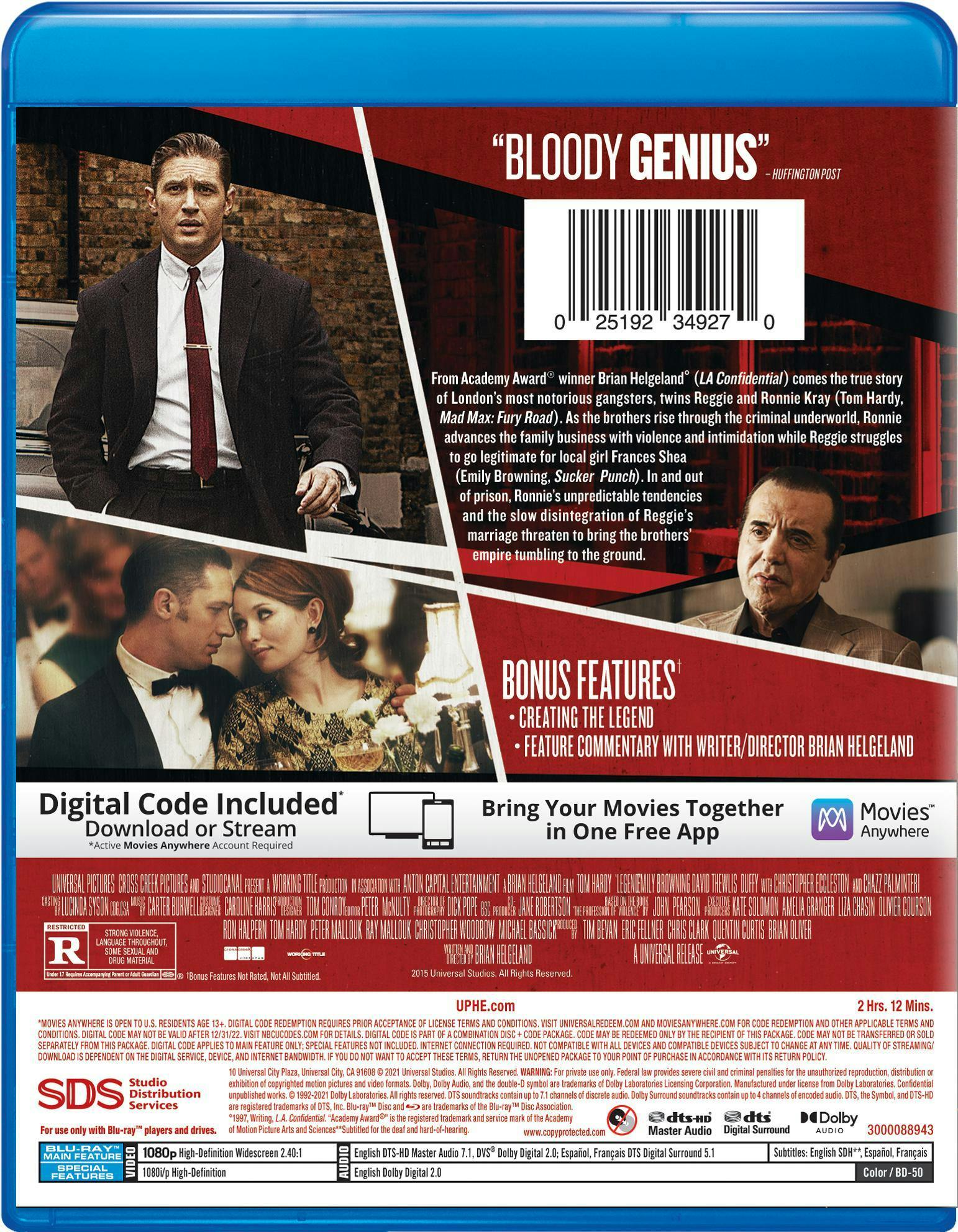 Legend (Blu-ray + Digital HD) [Blu-ray] - Image 2
