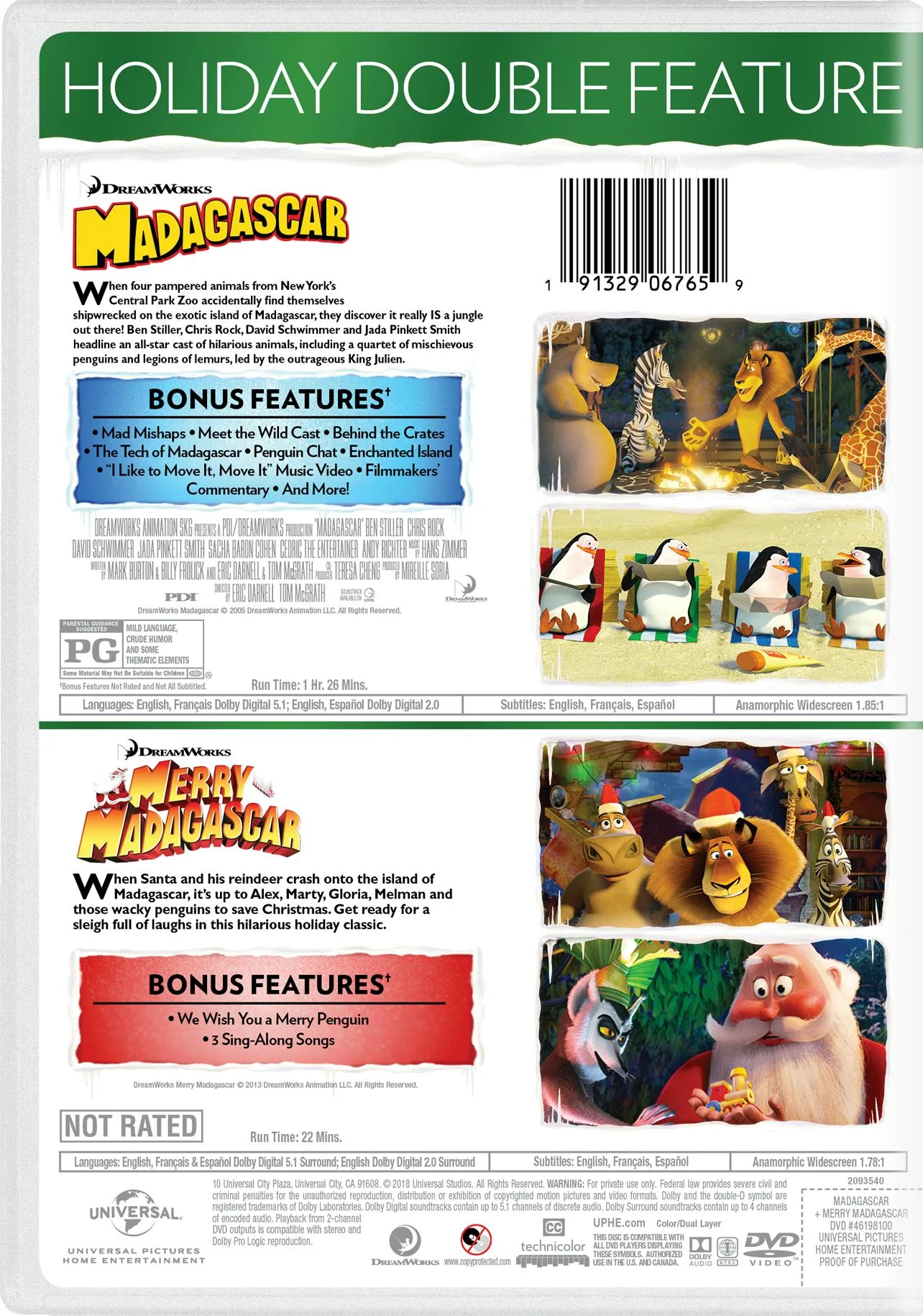 Madagascar/Merry Madagascar (DVD Double Feature) [DVD] - Image 2