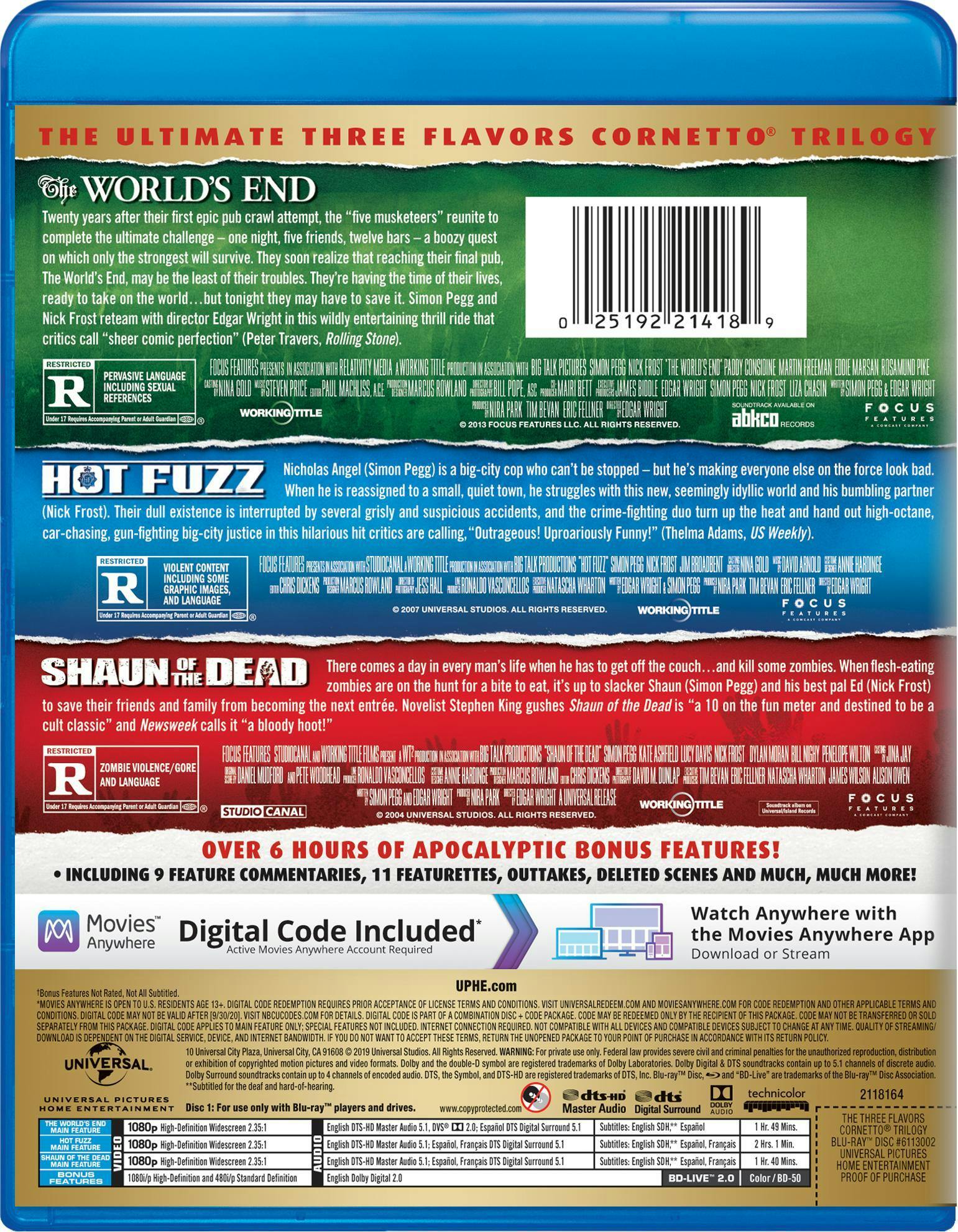 Shaun of the Dead/Hot Fuzz/The World's End (Blu-ray + Digital Copy) [Blu-ray] - Image 2