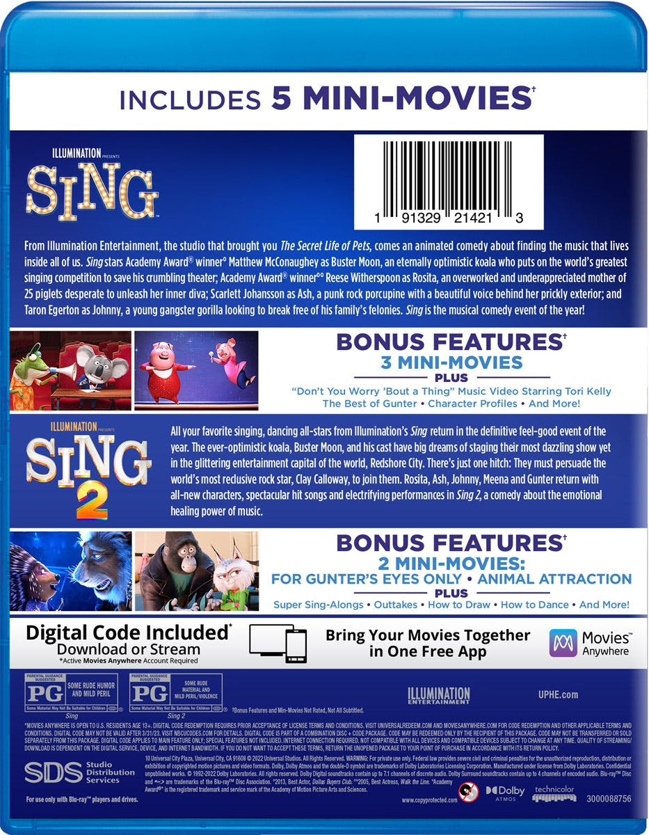 Sing/Sing 2 (with Digital Download) [Blu-ray] - Image 3