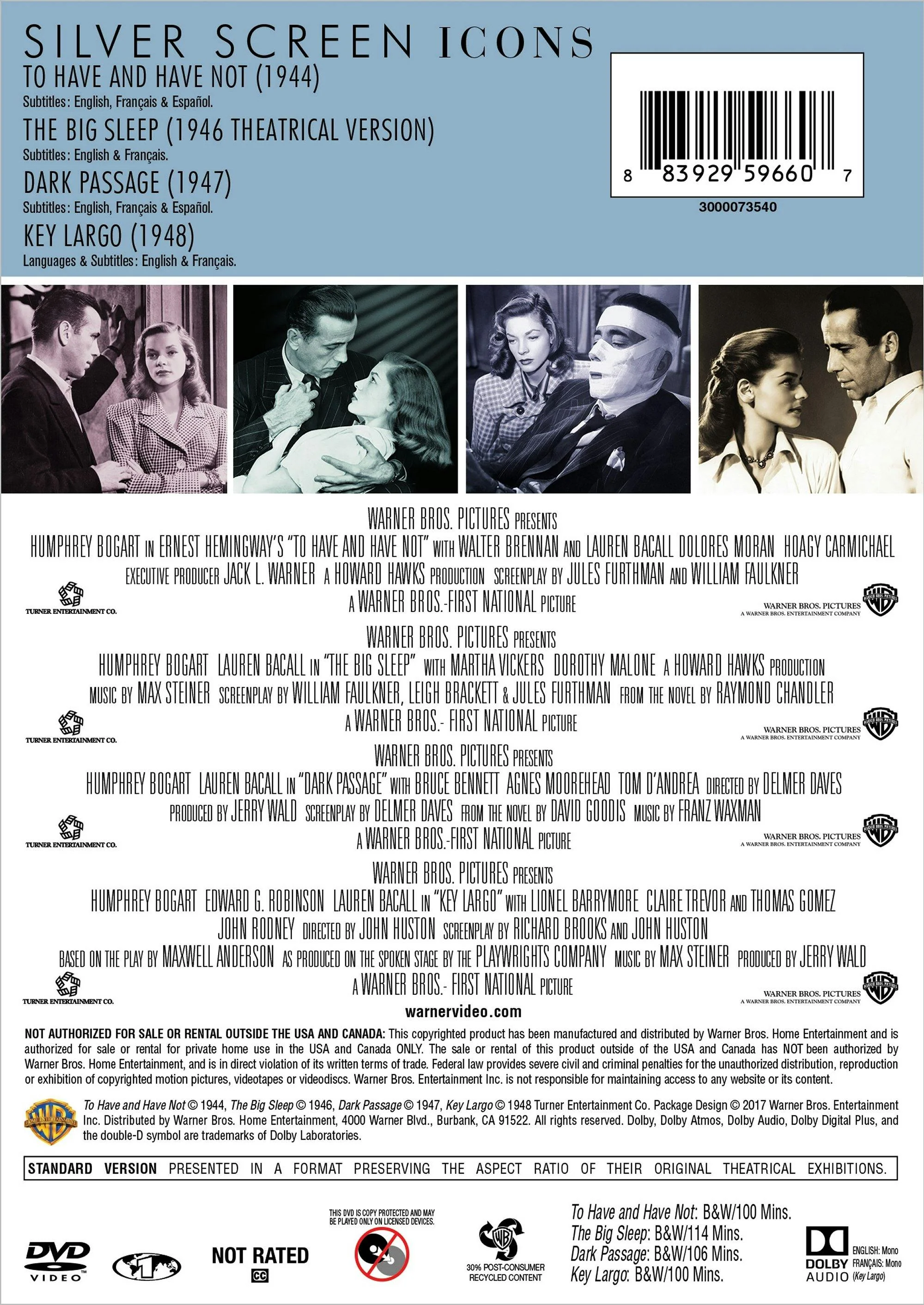 Silver Screen Icons - Legends: Bogie and Bacall (DVD New Box Art) [DVD] - Image 2