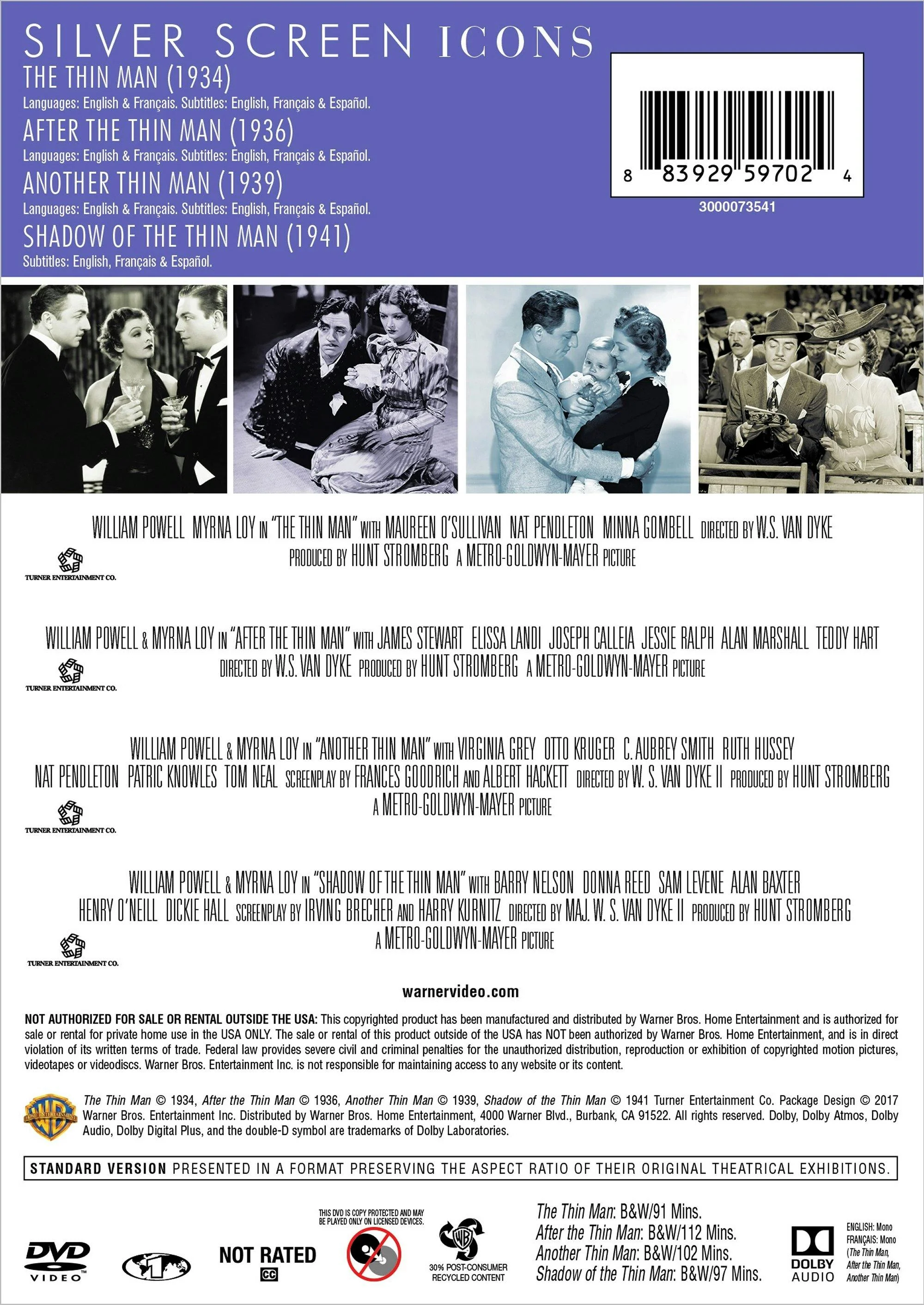 Silver Screen Icons - Thin Man Volume 1 (DVD New Box Art) [DVD] - Image 2