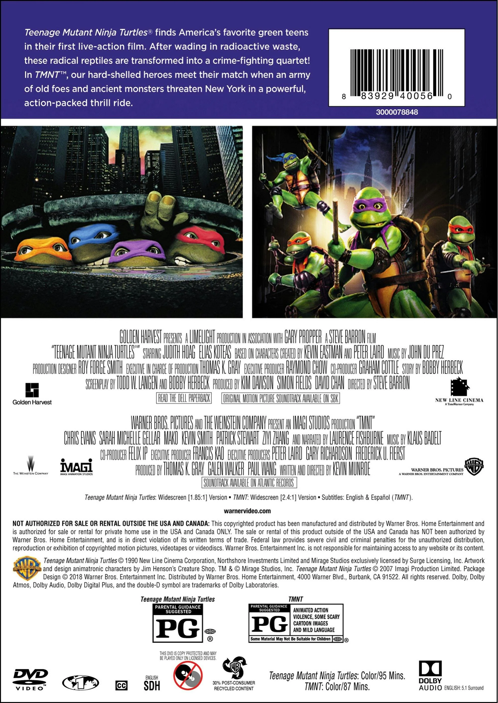 Teenage Mutant Ninja Turtles 1 & 2 [DVD] - Image 3