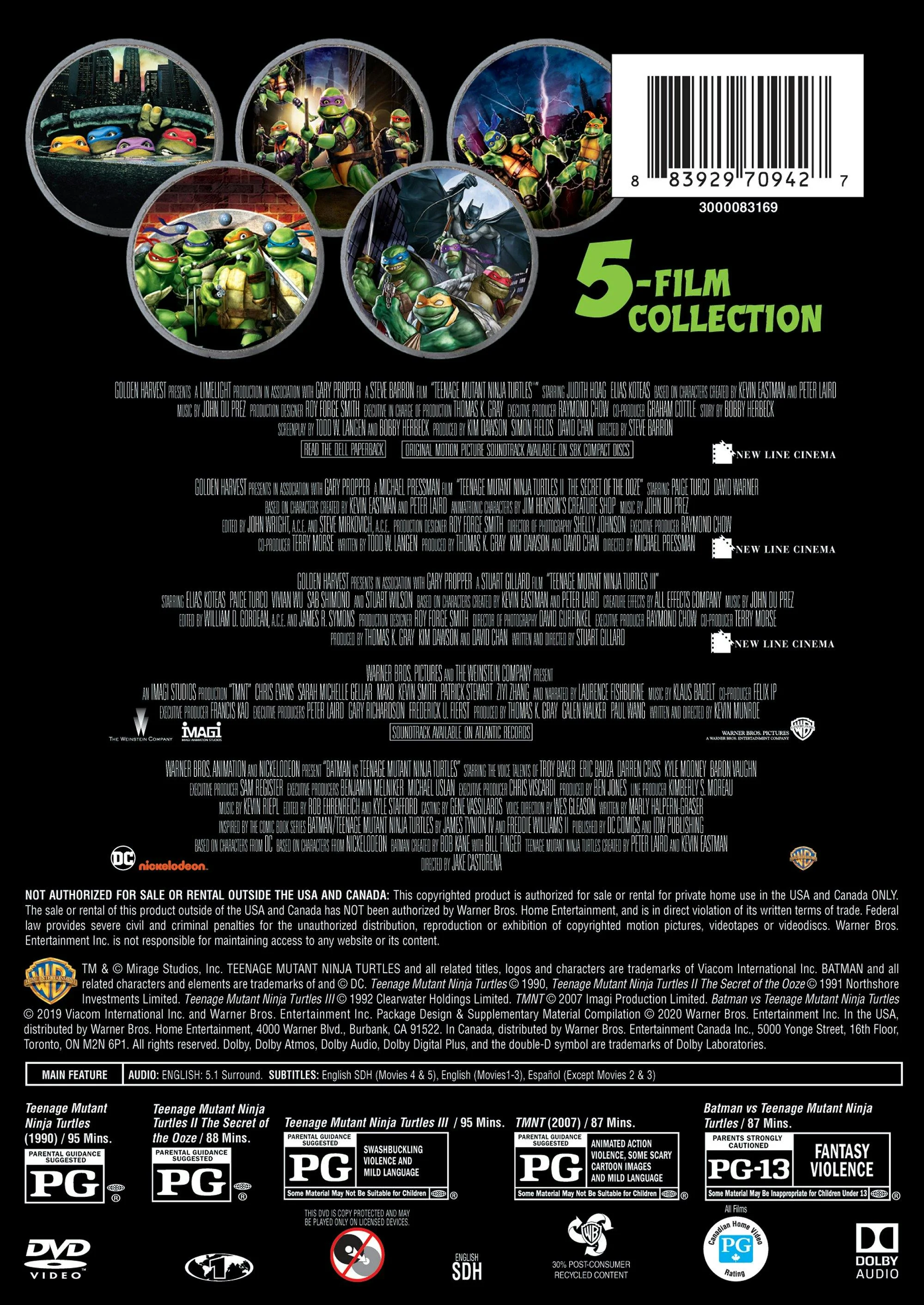 Teenage Mutant Ninja Turtles: 5-film Collection (Box Set) [DVD] - Image 2