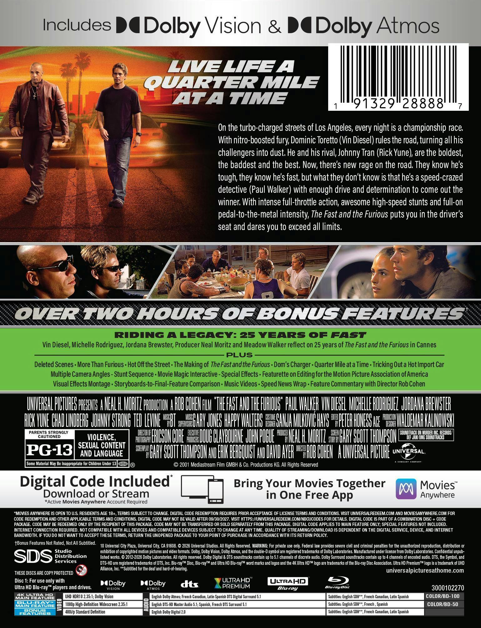 The Fast and The Furious 25th Anniversary (Limited Edition 4K Ultra HD Steelbook + Blu-ray + Digital) [UHD] - Image 3