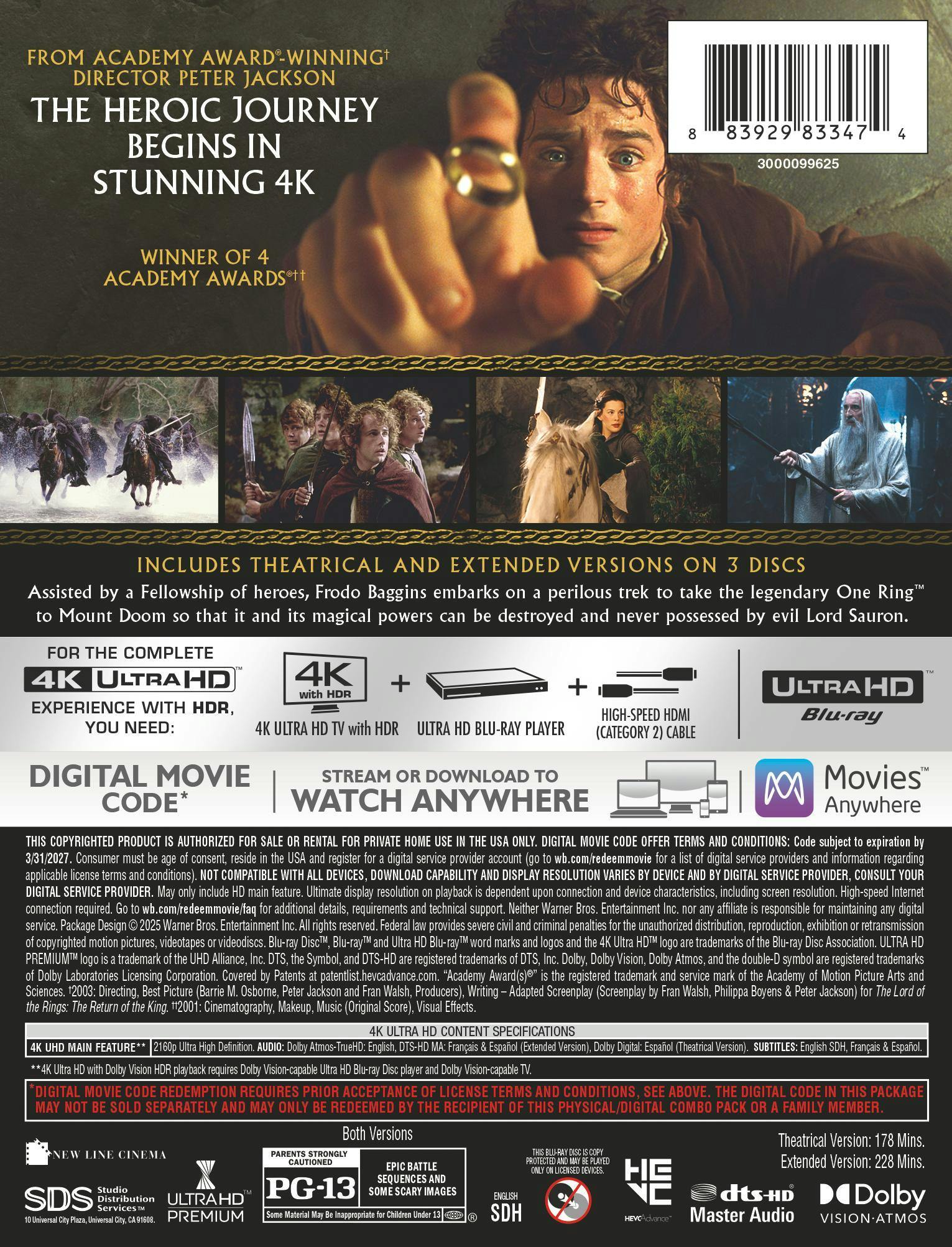 The Lord of the Rings: The Fellowship of the Ring – Theatrical & Extended Version (Limited Edition 4K Ultra HD Steelbook + Digital) [UHD] - Image 3