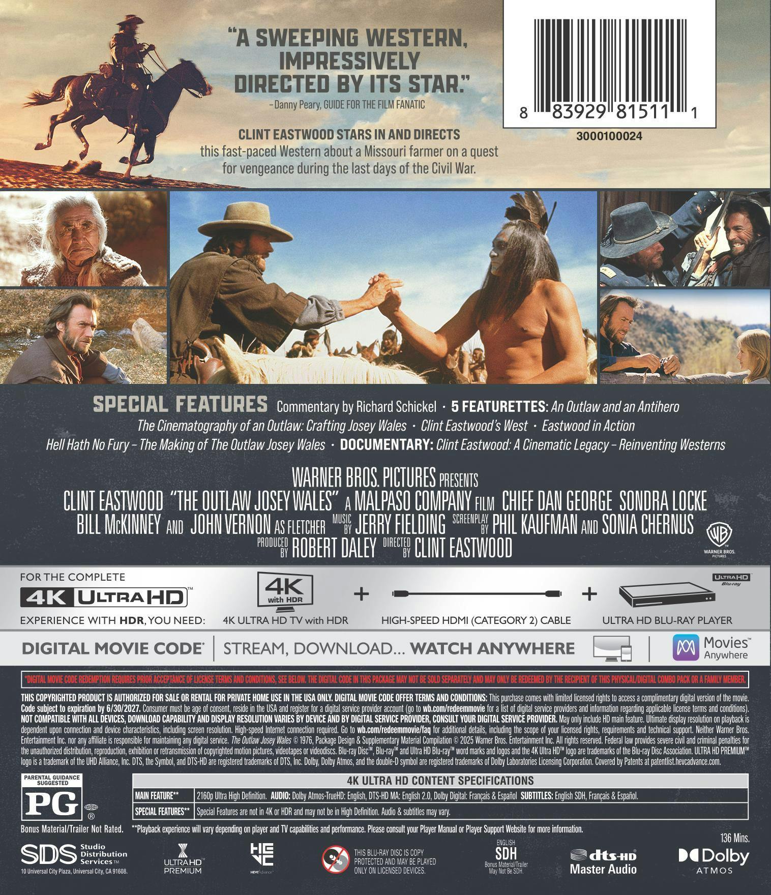 The Outlaw Josey Wales (4K Ultra HD) [UHD] - Image 3