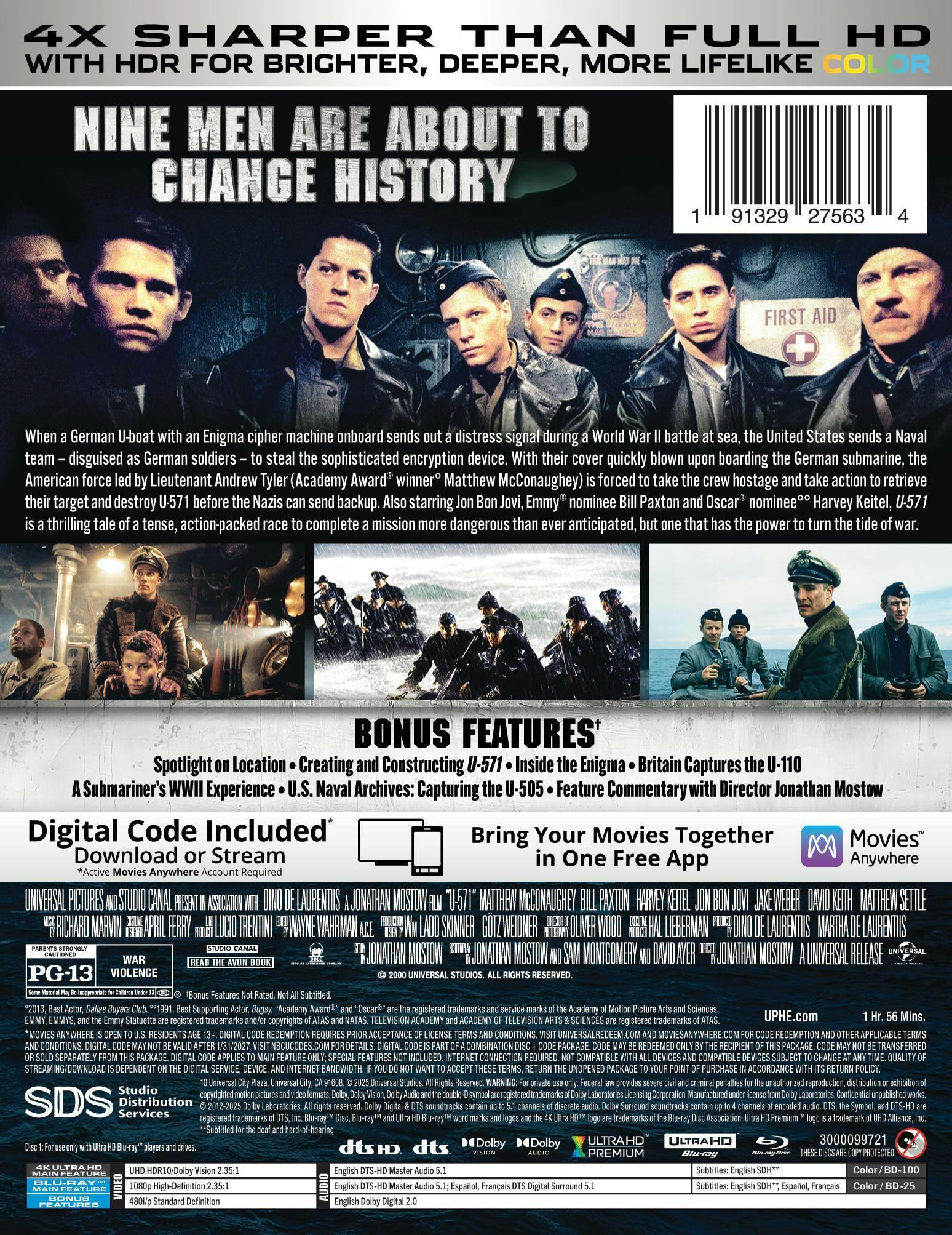U-571 - 25th Anniversary Limited Edition Steelbook 4K Ultra HD + Blu-ray + Digital (Limited Edition 4K Ultra HD Steelbook + Blu-ray + Digital) [UHD] - Image 3