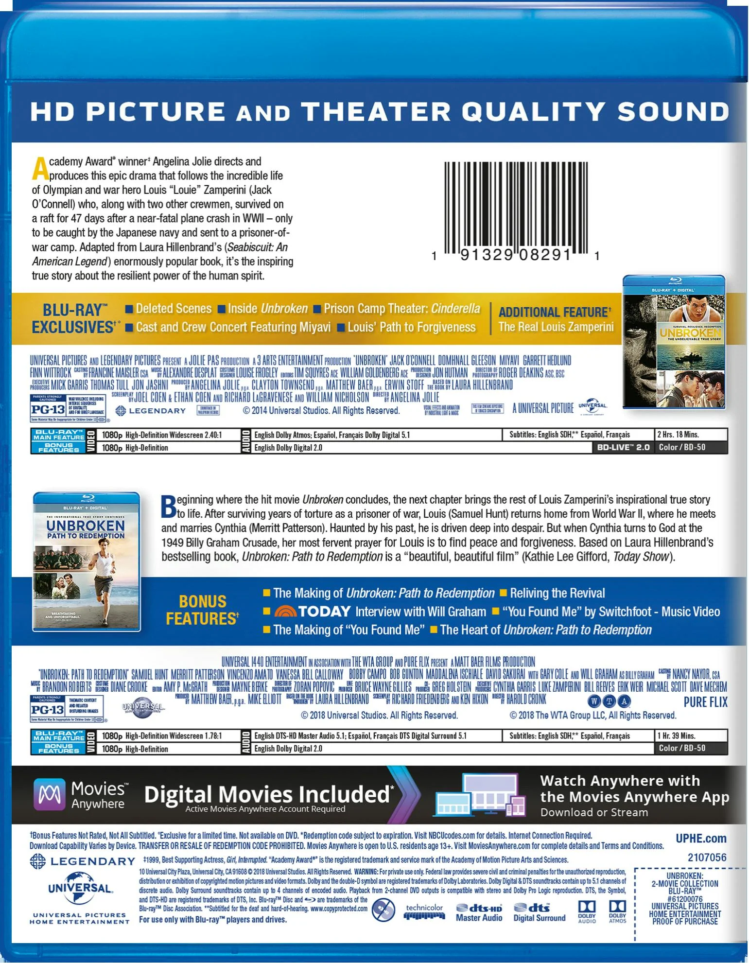 Unbroken/Unbroken - Path to Redemption (Blu-ray + Digital HD) [Blu-ray] - Image 2